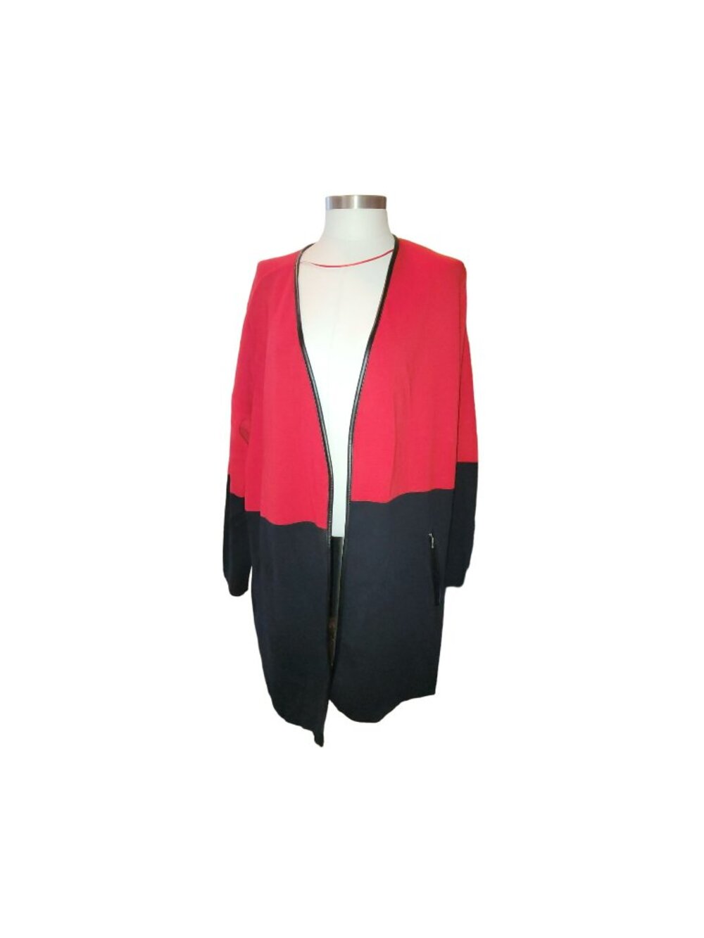 Charter Club Jacket Women's 3X Red Black Milano Core FSH Cardigan Sweater jj3599